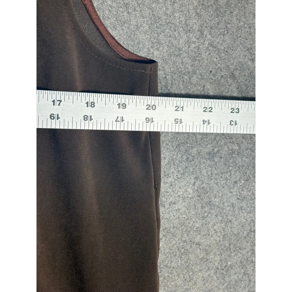 Talbots Womens Large Brown Faux Suede‎ Stretch Button Front Vest Lined Pocket L